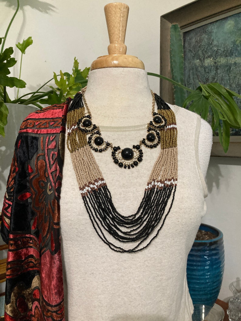 4, Layered Necklaces /Gold & Black Necklaces/ Boho Necklace/Iris Apfel /Curated by Potion/ Neck Mess image 6
