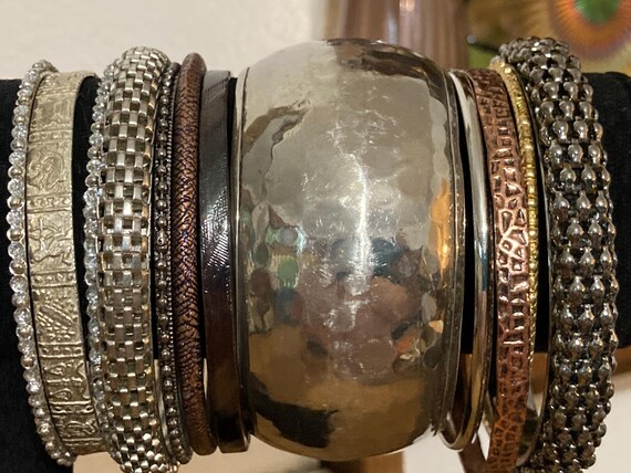 20pc, Vintage Bangle Stack: Gold Bangles, Silver … - image 5