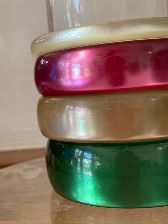 Moonglow Lucite Bangle Stack: Emerald, Raspberry,… - image 4