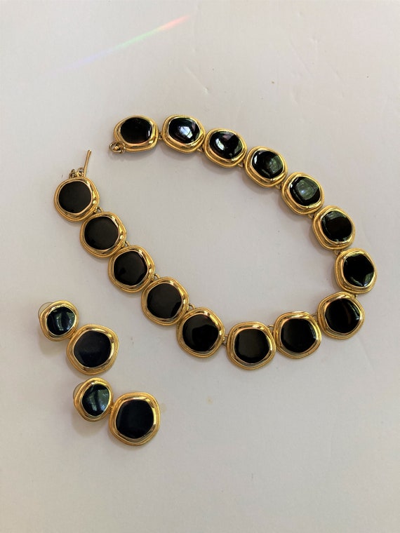 80s, Black & Gold Necklace,Earrings,SET, Statement