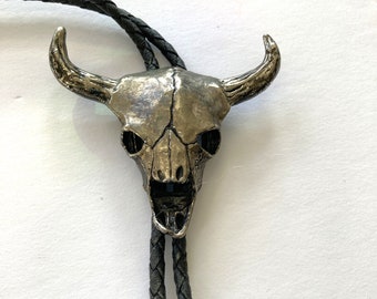 Cow Skull Bolo Tie, BIG, Vintage Bolo Tie