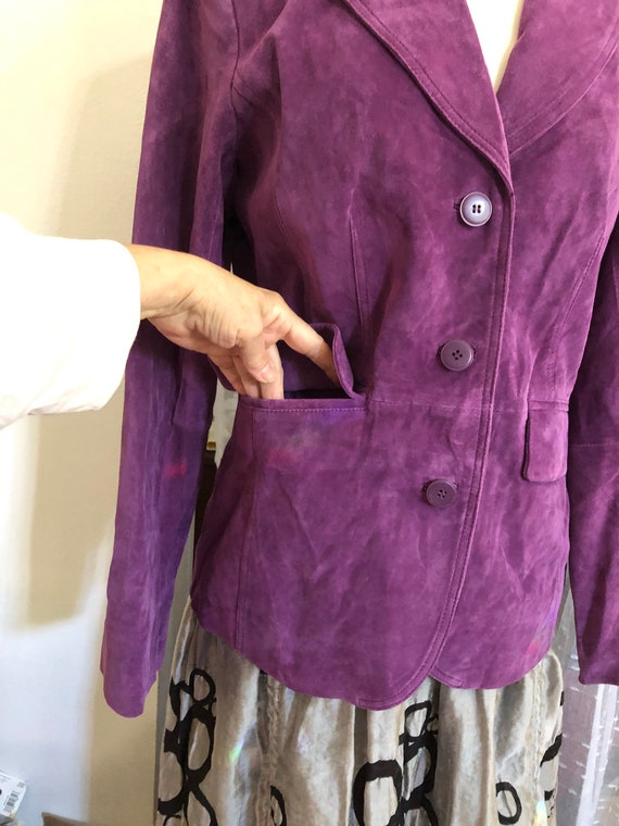 Suede coat//Size M//Purple suede jacket//Suede Bl… - image 3