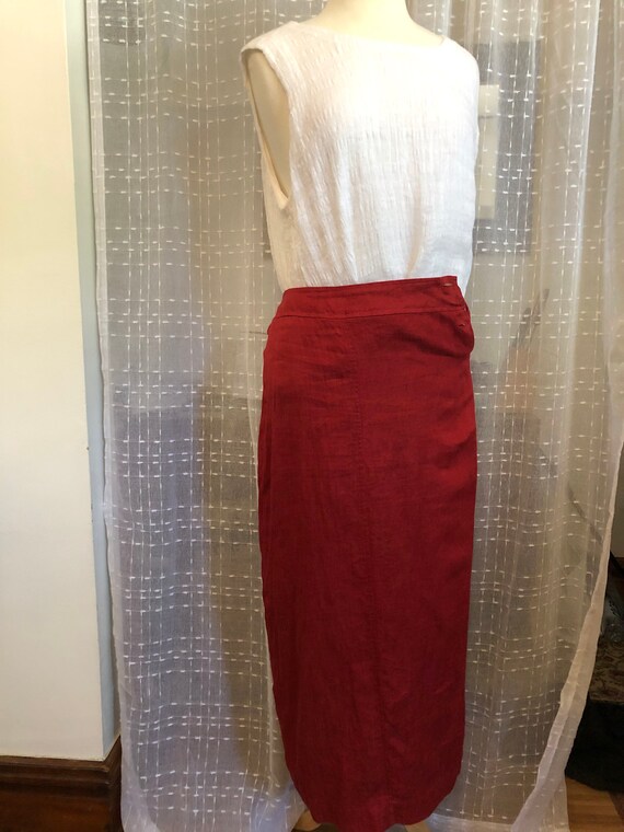 Red Skirt//Size S//Red Long Skirt//Linen Skirt//Ha