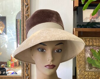 MOD Hat/ Lecie Hat/ Size M/Size 22/ Taupe and Cocoa /High Dome Hat/Furry shell / New Look