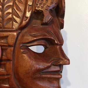 Gesneden houten masker / Vintage Mexicaans masker / Maya masker / houten masker / Quetzal Bird / Mexicaanse volkskunst