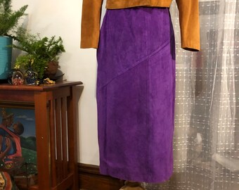 Long purple Suede skirt//Size 10//purple Suede skirt//Suede skirt//NWT