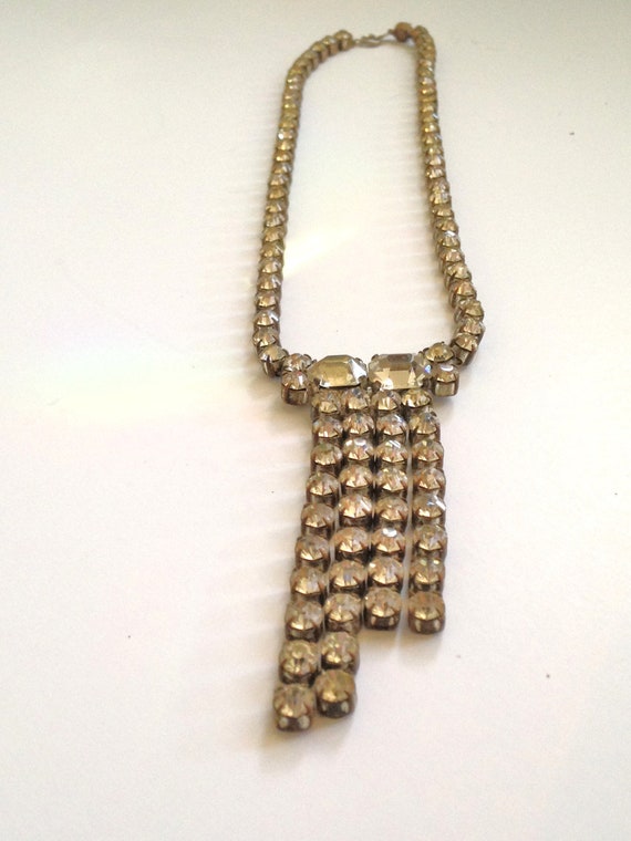 Art Deco Czech Glass Necklace//Vintage Rhinestone 