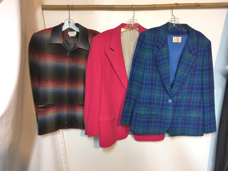 13pc 80s Jackets Plaid Blazer Hot Pink Pendeleton Wool Women/'s Jacket Wholesale Lot
