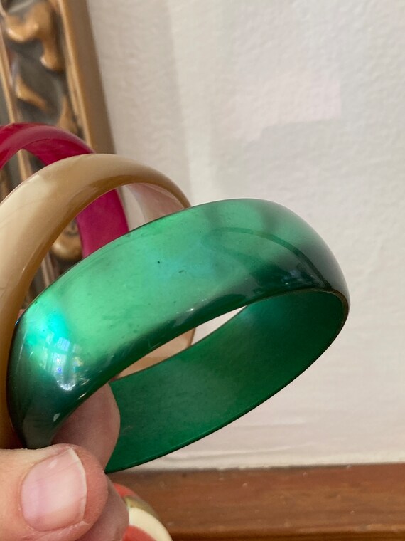 Moonglow Lucite Bangle Stack: Emerald, Raspberry,… - image 5