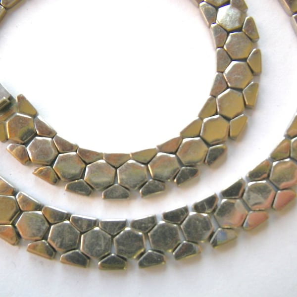 Crown Trifari Necklace /Silver Honeycomb Choker/ 40s