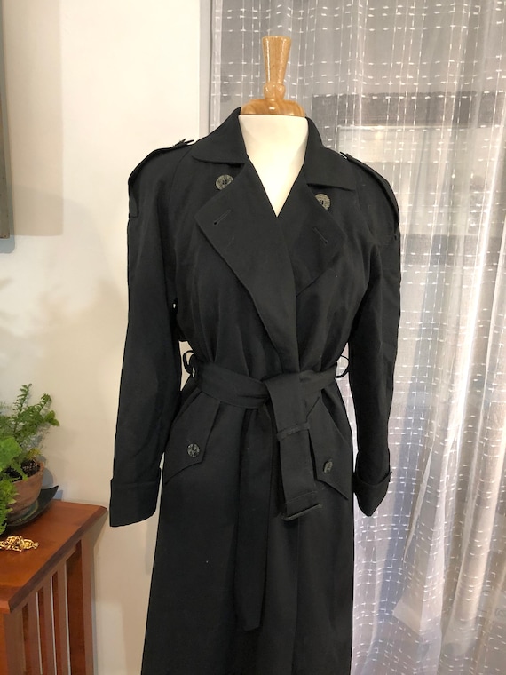 Wool Coat//Gabardine wool coat//Black Wool Trench