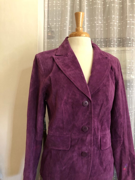 Suede coat//Size M//Purple suede jacket//Suede Bl… - image 2