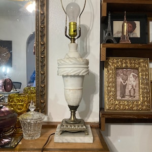 50s, Marble Table Lamp, Vintage Marble Table Lamp, Hollywood Regency, Acanthus Leaf, Made in Italy