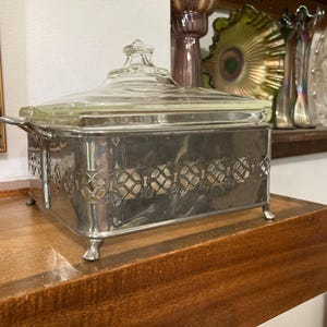 Antique PYREX casserole, 1920s, Square, in Cradle