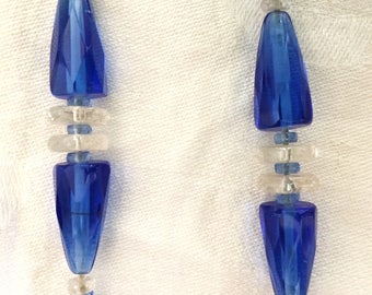 Art Deco Necklace / Flapper Necklace/ Long Blue Glass  Necklace/Vintage Glass Necklace /Something blue/ blue necklace