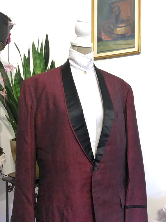 50s// Tuxedo Jacket //Sharkskin //Red//Tuxedo Jack