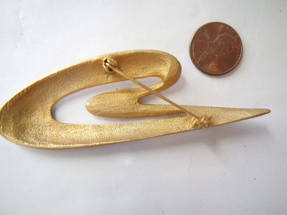 Boomerang Brooch, Boomerang Pin, Large Gold Brooc… - image 2