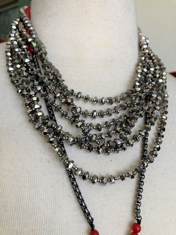 4/Layered Necklaces/Silver crystal Necklace/ Silv… - image 5