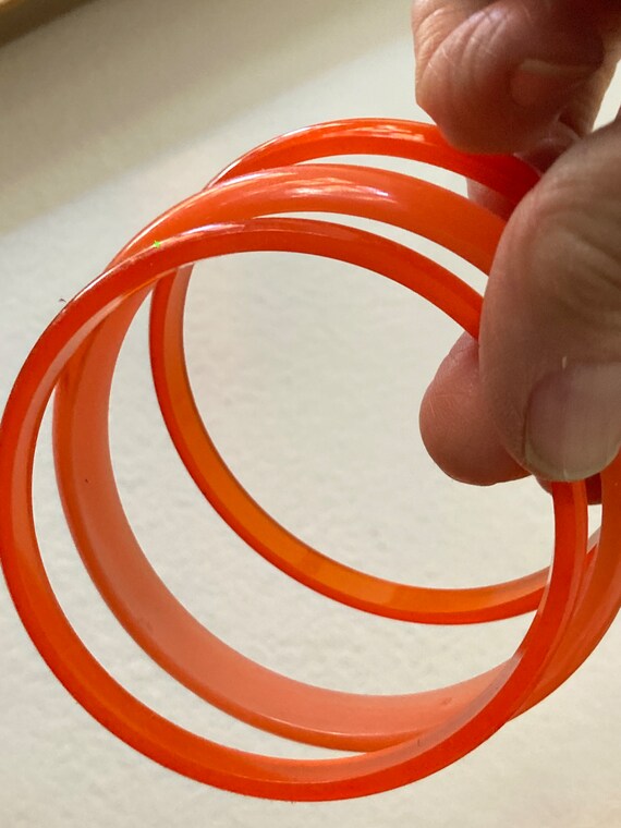 3/Moonglow Lucite Bangles Stack/Orange and Pink M… - image 3
