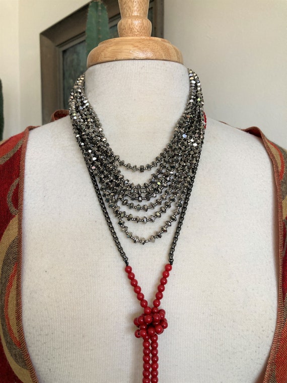 4/Layered Necklaces/Silver crystal Necklace/ Silv… - image 3