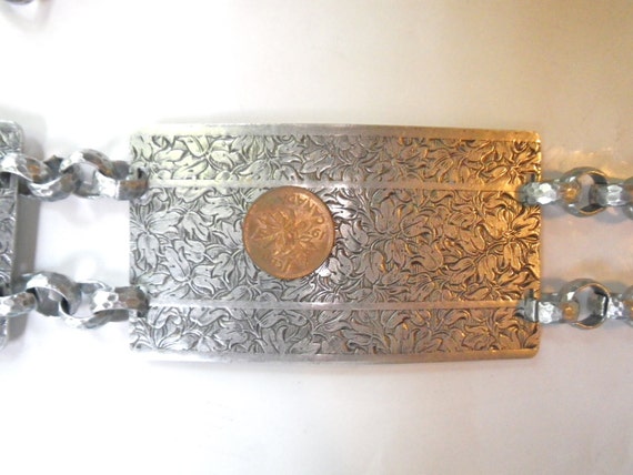 50s Concho Belt //Aluminum //Chain Belt //Vintage