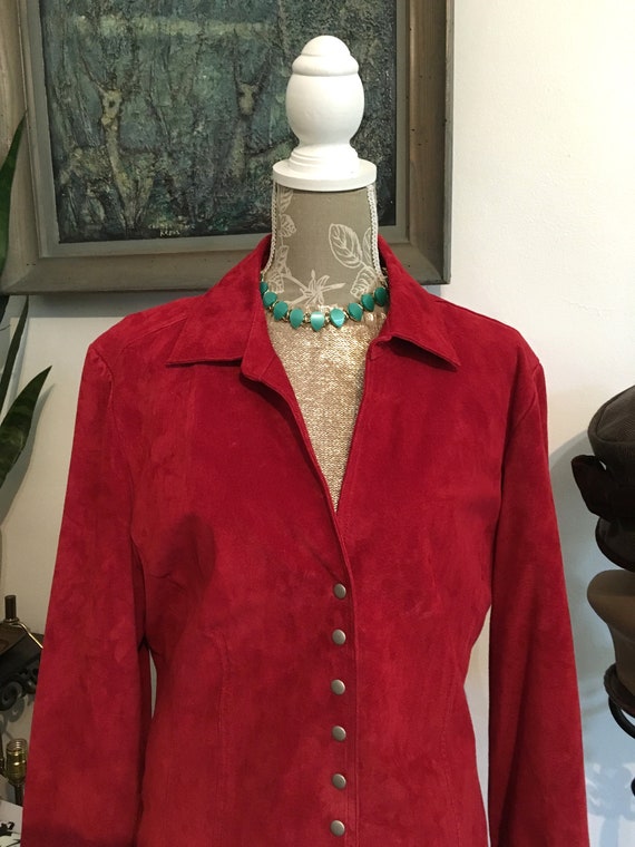 Red Suede jacket//size 1X //Red Coat// Leather Jac