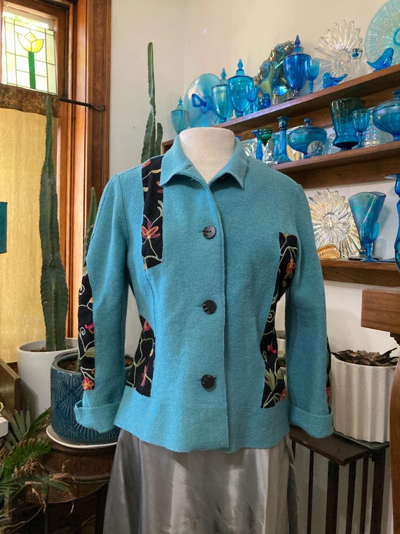 Patchwork Jacket, Wool Jacket, Size 8, BOHO Jacke… - image 1