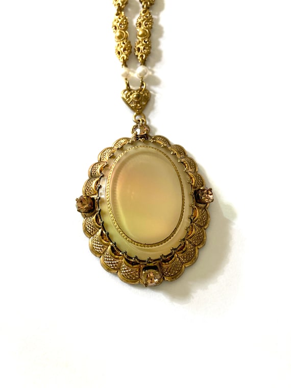 Gold Filigree Necklace, Western Germany Pendant, G