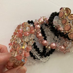 6/Bangle Stack /Crystal Bracelets/ iris apfel, Pink, Black and Clear /Bracelet Lot / LUX image 6