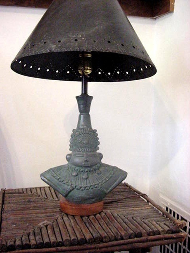 Aztec Table Lamp Vintage Mexican Mid Century 50s