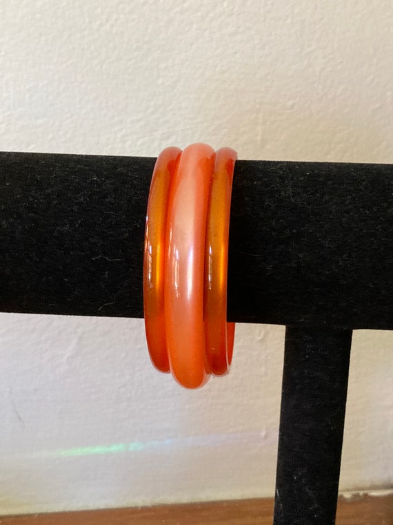 3/Moonglow Lucite Bangles Stack/Orange and Pink M… - image 1