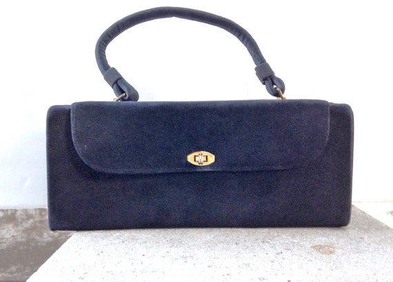 Vintage Leather Handbag//Box Purse//50s bag//50s h