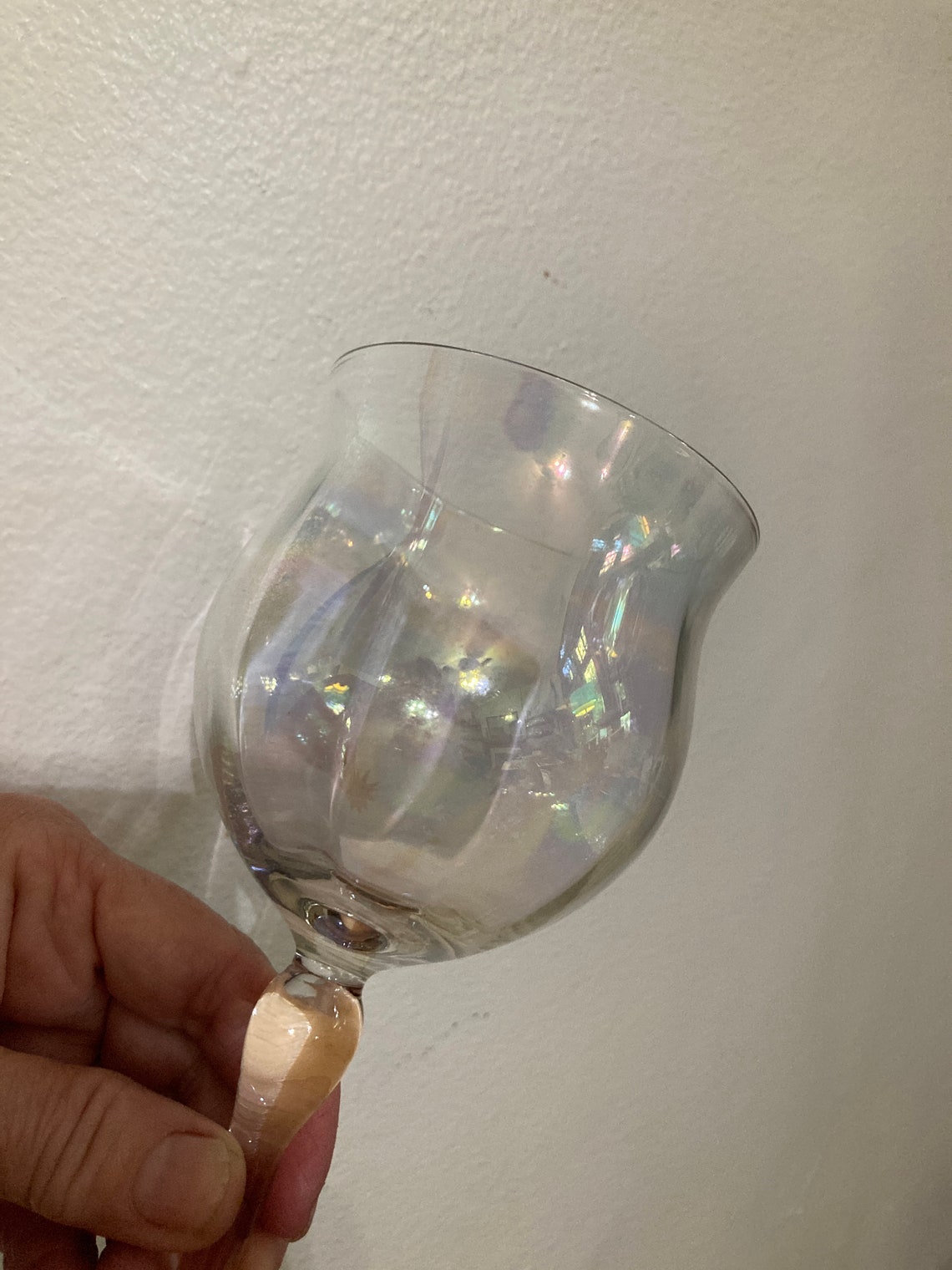 8/ Fostoria Iridescent Clear Wine Glasses/ Opalescent Glass/ Etsy