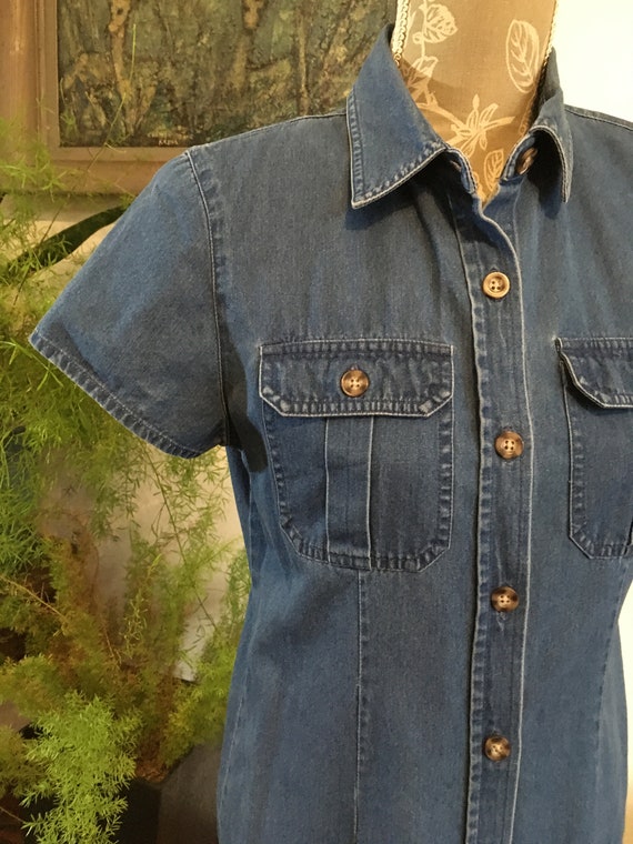 talbots denim shift dress