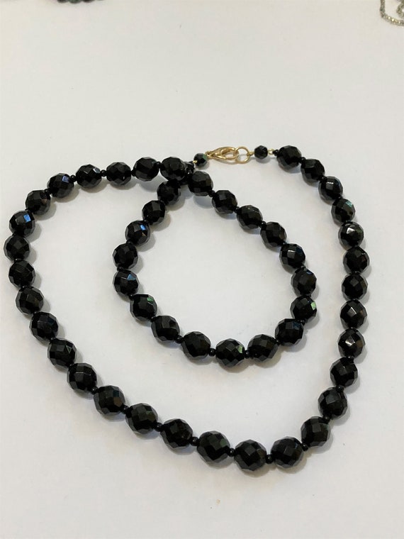Black Crystal Necklace/ 25" /Black Swarovski Cryst