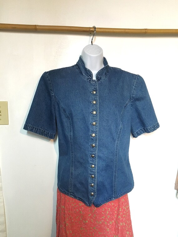 Denim Blouse//size 12//jean Blouse//prairie style/