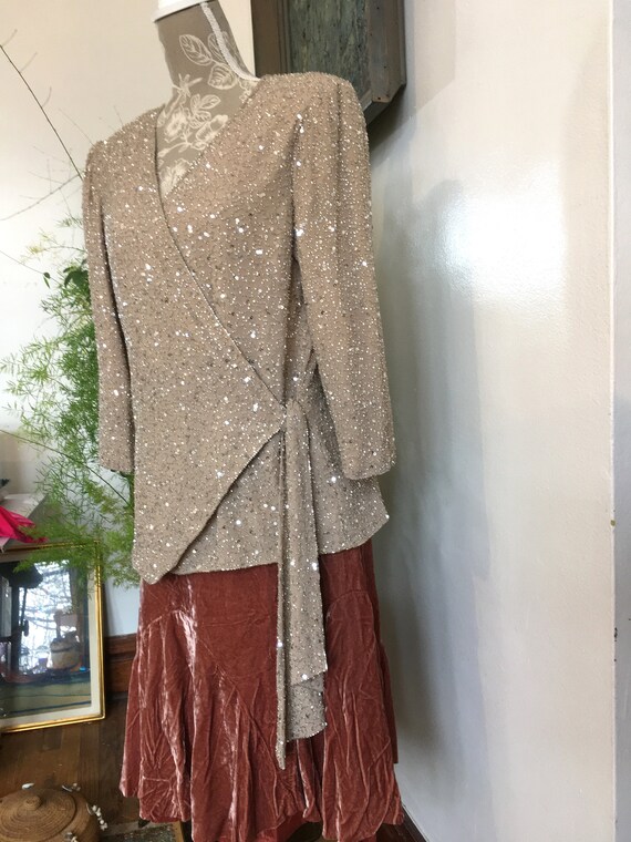 Beaded Cardigan//Wrap Blouse//Formal//Size 14//Bea