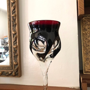 Luigi Colani, Crystal Goblet, Red Crystal,German, Art Glass, German industrial design, mid mod glass, MCM glass