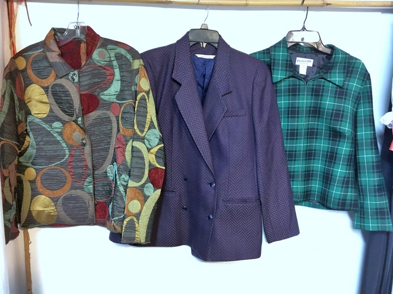 13pc 80s Jackets Plaid Blazer Hot Pink Pendeleton Wool Women/'s Jacket Wholesale Lot