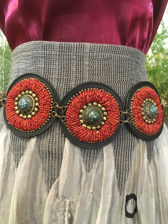 Concho Belt //Tribal Belt//Hip belt//Leather Belt