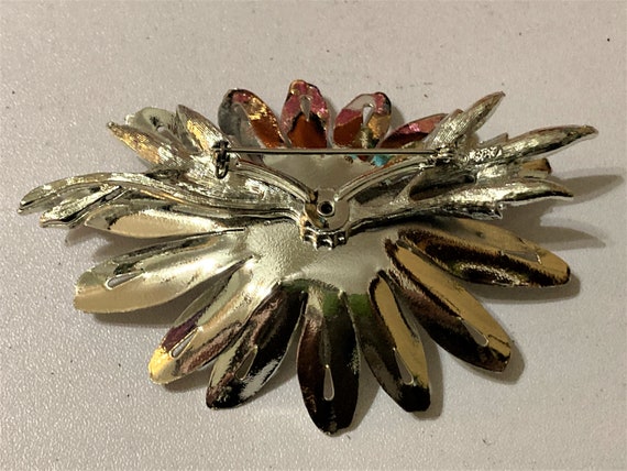 CORO Silver Flower Brooch/4"/ Dahlia Brooch / LAR… - image 4