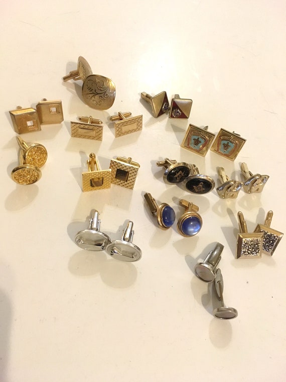 13 Prs, Cuff links, Vintage Cuff Links, Shriner Cu