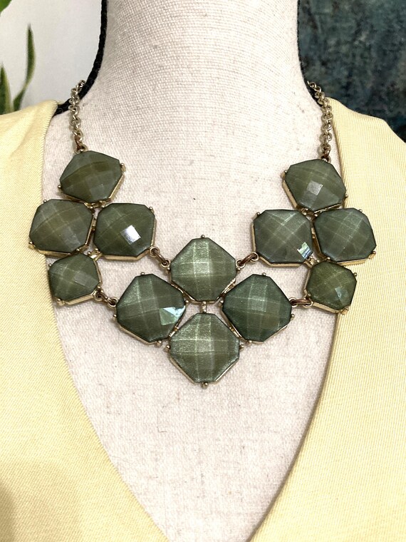 5, Necklace Stack, Silver & Green - Bib Necklace,… - image 3