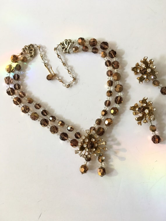 Vintage Gold Crystal necklace Set//Swarovski Cryst