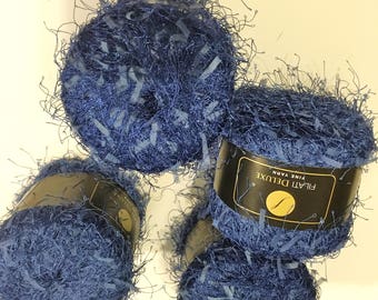 4 Filati Deluxe BLUE Yarn Lash & Ribbon Yarn