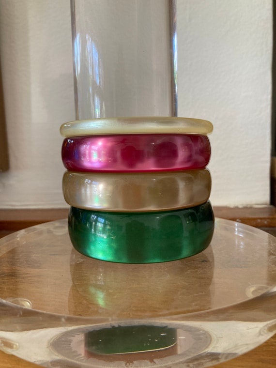 4/Moonglow Lucite Bangle Stack/ Bangle Stack/Green