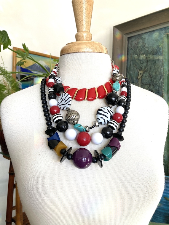 4, 80s Necklaces, Layered Necklaces, Memphis Group