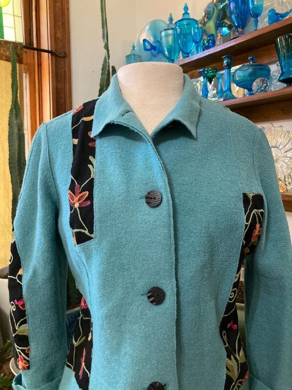 Patchwork Jacket, Wool Jacket, Size 8, BOHO Jacke… - image 5