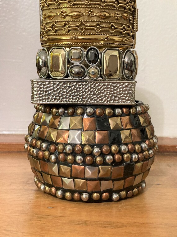 4, Bangle Stack: Copper, silver, gold - Vintage B… - image 3
