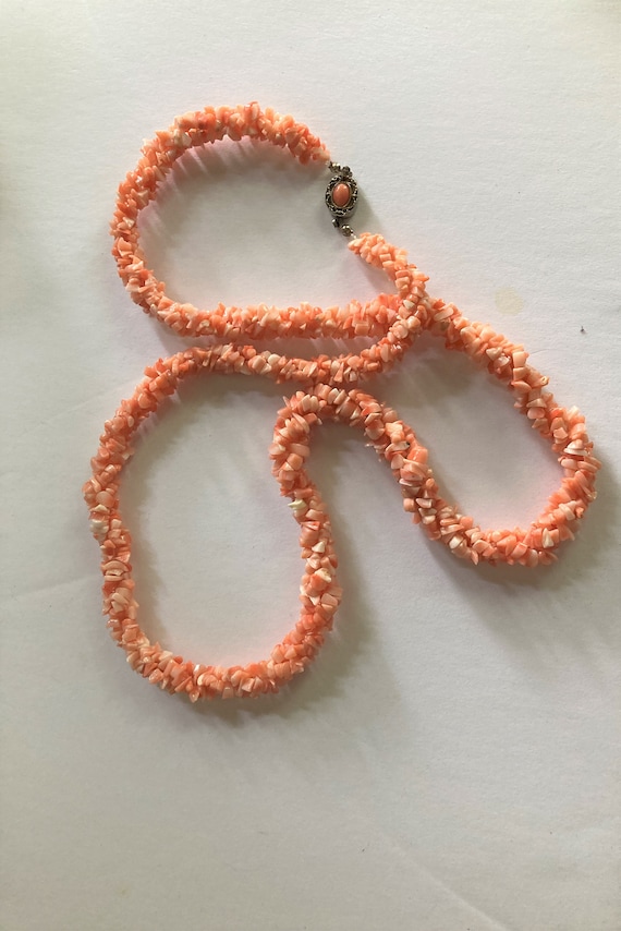 Salmon Coral Necklace/ 28" /Braided Coral Necklace